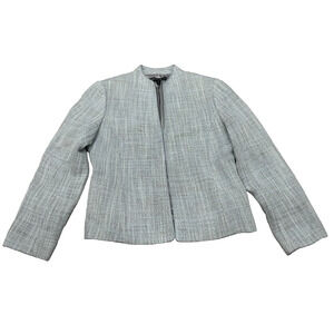 Lafayette‎ 148 Women's Blue Gray Tweed Long Sleeve Hook & Eye Jacket Size 4